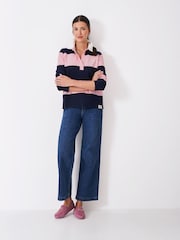 Crew Clothing Pink Long Sleeve Stripe Rugby Shirt - Image 3 of 5