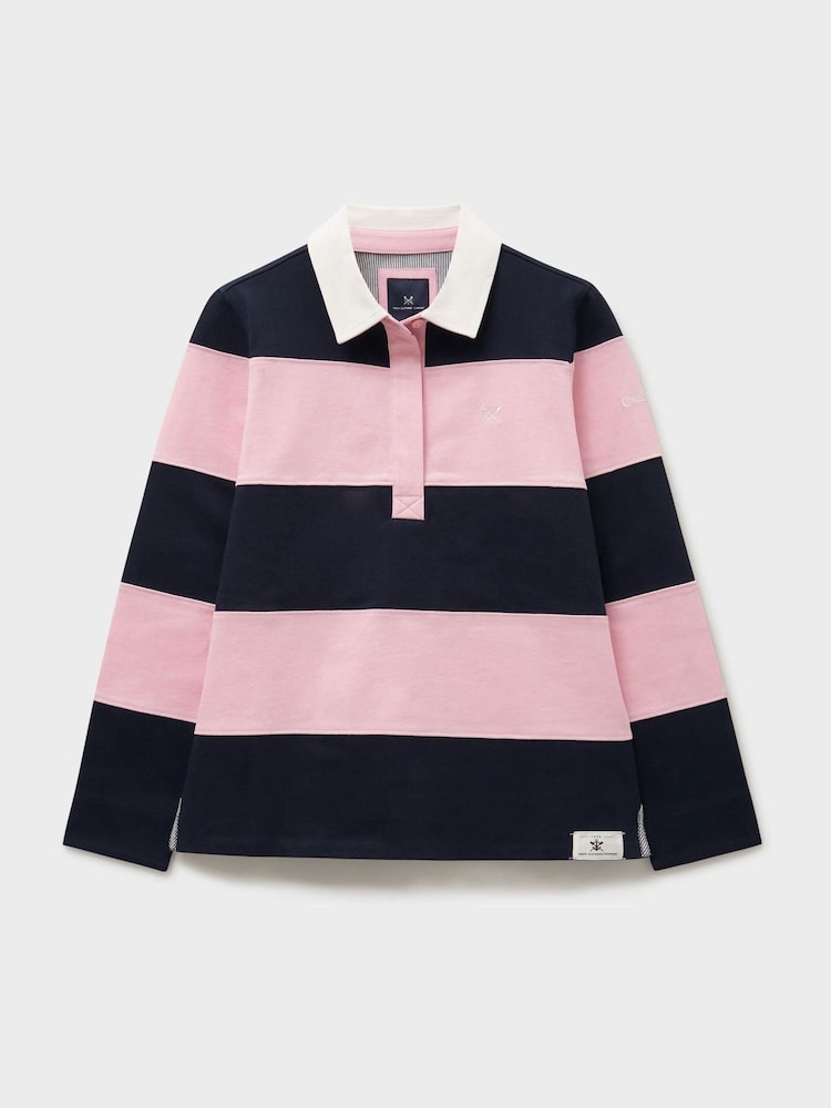 Crew Clothing Pink Long Sleeve Stripe Rugby Shirt - Image 5 of 5 Crew Clothing Pink Long Sleeve Stripe Rugby Shirt - Image 5 of 5