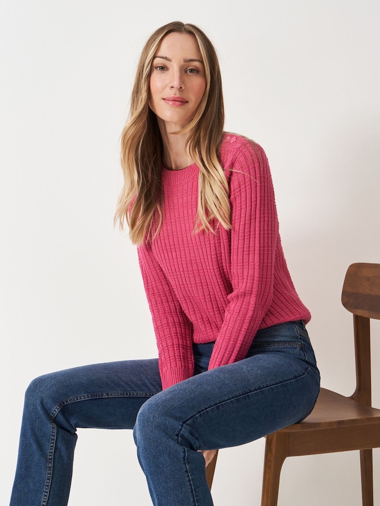 Crew Clothing Pink Tillie Textured Stitch Jumper - Image 1 of 4