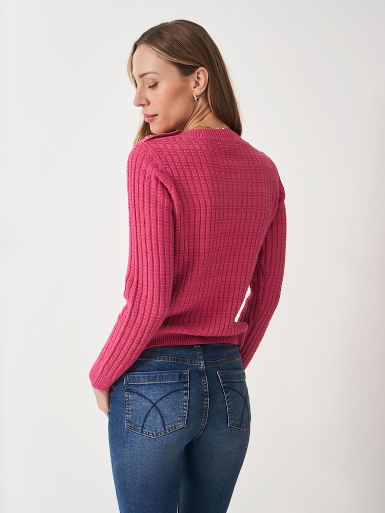 Crew Clothing Pink Tillie Textured Stitch Jumper - Image 2 of 4 Crew Clothing Pink Tillie Textured Stitch Jumper - Image 2 of 4
