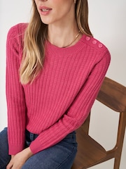 Crew Clothing Pink Tillie Textured Stitch Jumper - Image 3 of 4