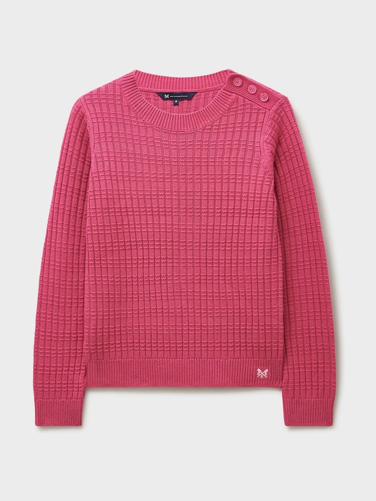 Crew Clothing Pink Tillie Textured Stitch Jumper - Image 4 of 4