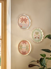 Set von 3 Tropical Print Keramik-Wandkunst-Teller - Bild 2 von 4