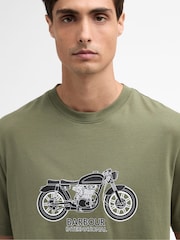 Barbour International Olive Green Piston Graphic T-Shirt - Image 3 of 6