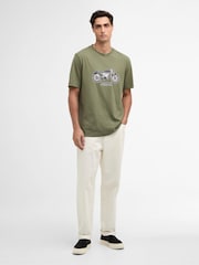 Barbour International Olive Green Piston Graphic T-Shirt - Image 4 of 6