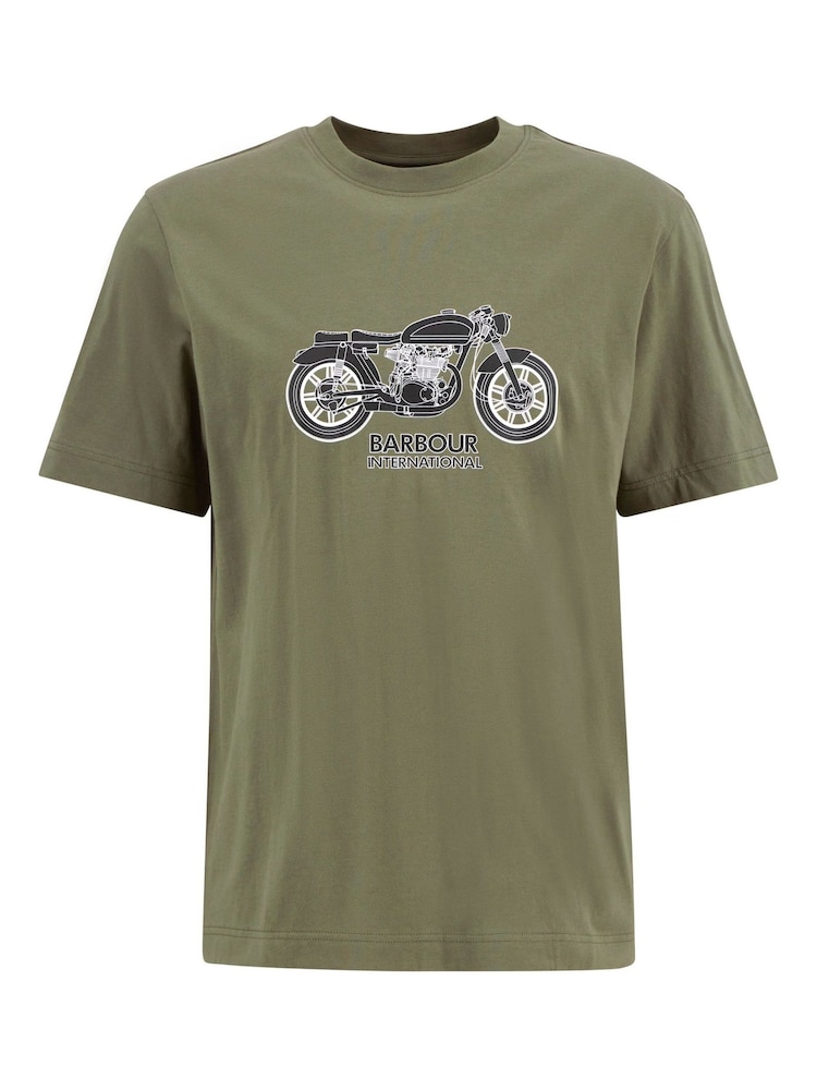 Barbour International Olive Green Piston Graphic T-Shirt - Image 6 of 6