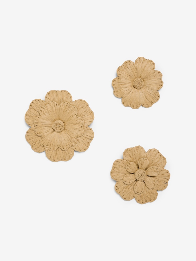 Set of 3 Woven Paper Flower Plaques Wall Art - 5 paveikslėlis iš 5