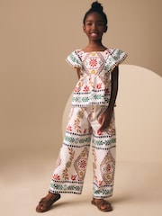 Multi Border Ruffle Blouse and Trousers Set (3-16yrs) - Image 1 of 8
