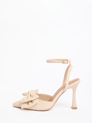 Lipsy Cream Standard Fit Bow Detail Two Part High Stiletto Heel Occasion Court Shoes - Image 5 of 5