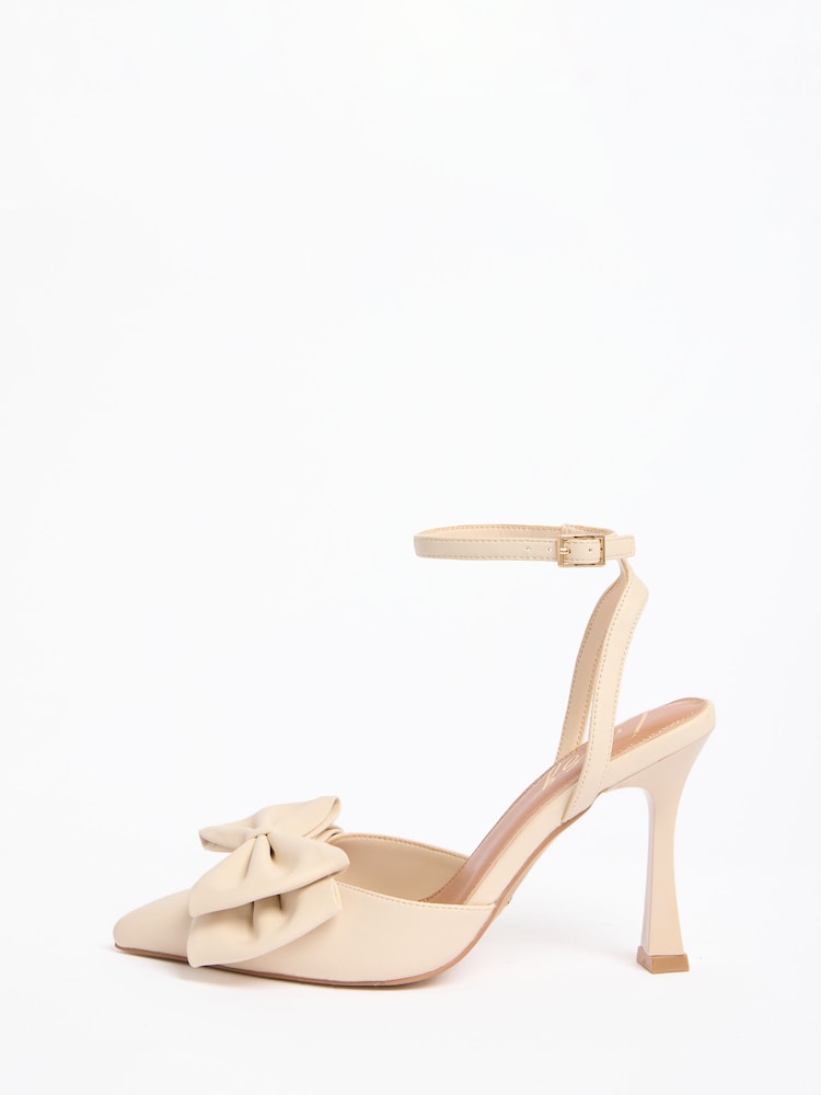Lipsy Cream Standard Fit Bow Detail Two Part High Stiletto Heel Occasion Court Shoes - Image 5 of 5