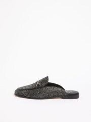 Lipsy Black Faux Leather Tan Snaffle Slip On Mule Work Loafers - Image 5 of 5