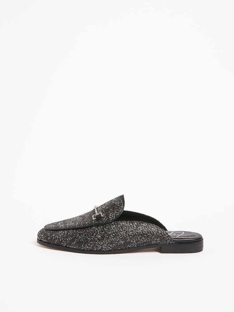 Lipsy Black Faux Leather Tan Snaffle Slip On Mule Work Loafers - Image 5 of 5