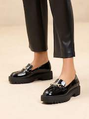 Lipsy Black WF Patent Chain Detail Chunky Loafers - Image 1 of 3