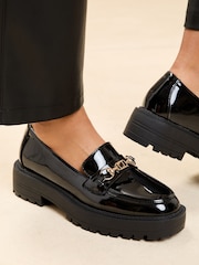 Lipsy Black WF Patent Chain Detail Chunky Loafers - Image 2 of 3