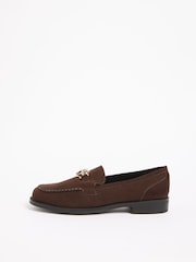 Lipsy Chocolate Brown Gold Leopard Feature Slim Slip On Smart Loafers - Image 5 of 5