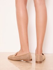 Lipsy Camel Faux Suede Laser Cut Work Loafers - Image 2 of 4