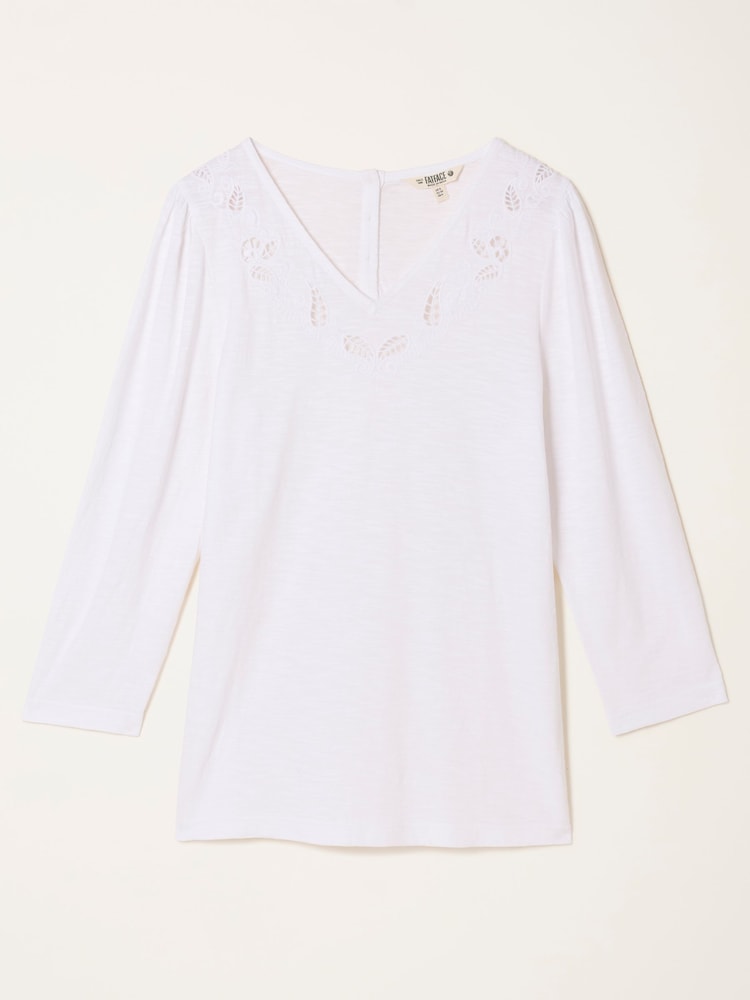 FatFace Ria White V Neck Broderie Top - Image 5 of 5 FatFace Ria White V Neck Broderie Top - Image 5 of 5