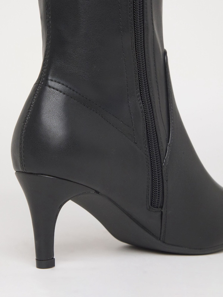 JD Williams Black Extra Wide Fit Kitten Heel Knee High Sock Boots In Curvy Calf - Image 4 of 4 JD Williams Black Extra Wide Fit Kitten Heel Knee High Sock Boots In Curvy Calf - Image 4 of 4