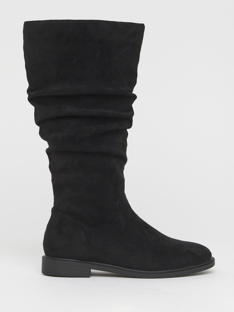 JD Williams Black Standard Fit Knee High Ruched Boots In Standard Calf - Image 2 of 4 JD Williams Black Standard Fit Knee High Ruched Boots In Standard Calf - Image 2 of 4