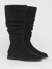 JD Williams Black Standard Fit Knee High Ruched Boots In Standard Calf - Image 3 of 4