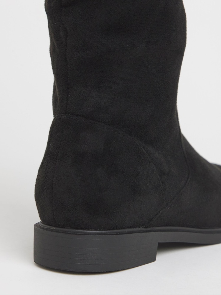 JD Williams Black Standard Fit Knee High Ruched Boots In Standard Calf - Image 4 of 4