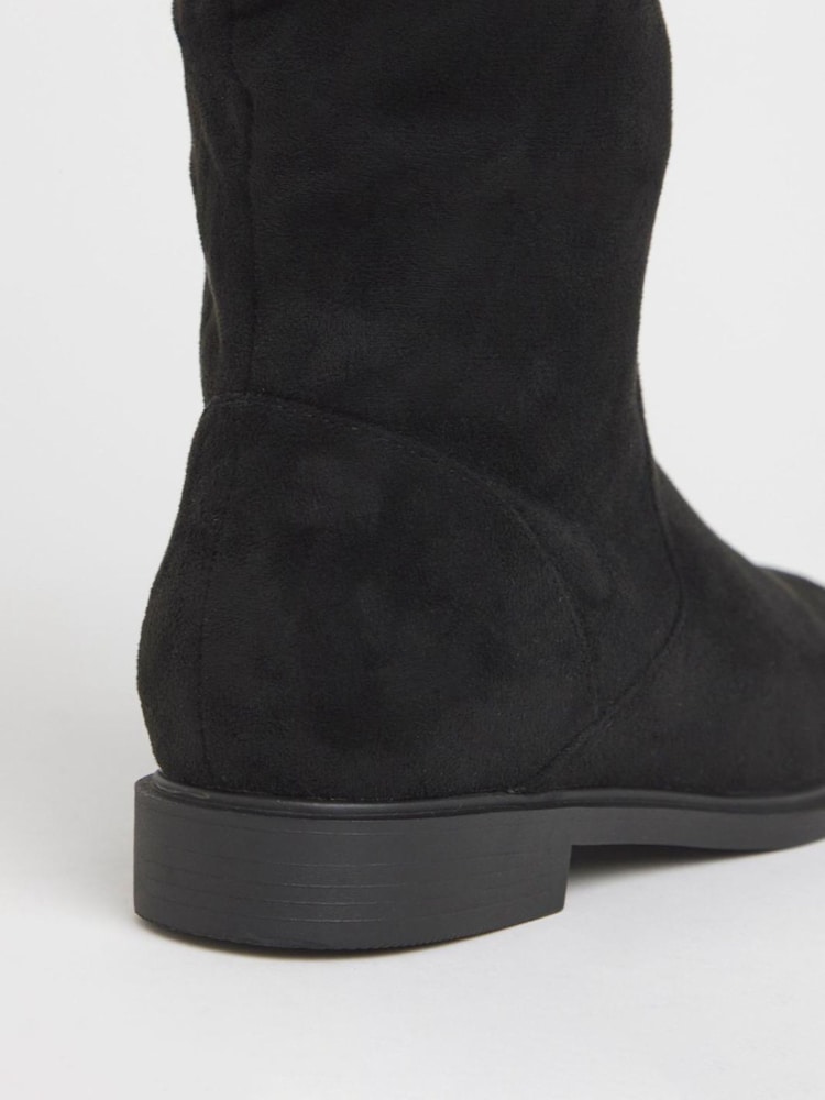 JD Williams Black Wide Fit Knee High Ruched Boots In Standard Calf - Image 4 of 4 JD Williams Black Wide Fit Knee High Ruched Boots In Standard Calf - Image 4 of 4