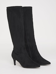 JD Williams Black Standard Fit Kitten Heel Knee High Sock Boots In Standard Calf - Image 3 of 4
