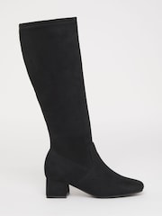 JD Williams Black Standard Fit Low Block Heel Knee High Sock Boots In Standard Calf - Image 1 of 4