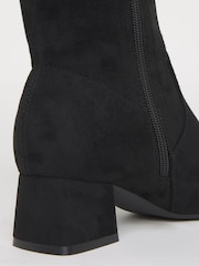 JD Williams Black Standard Fit Low Block Heel Knee High Sock Boots In Standard Calf - Image 4 of 4