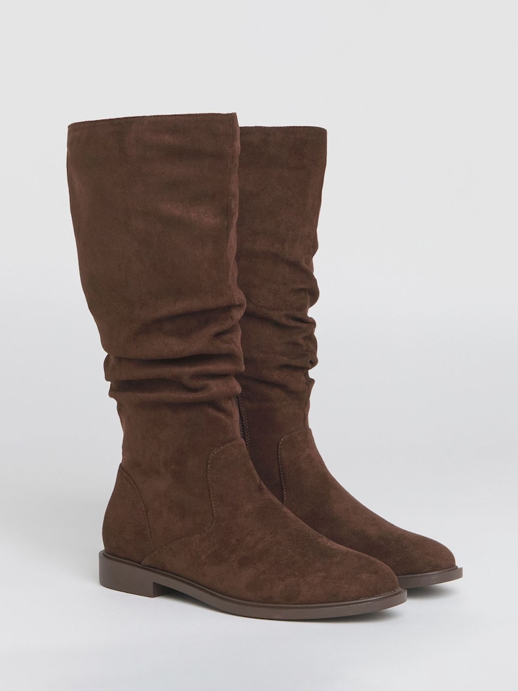 JD Williams Brown Standard Fit Knee High Ruched Boots In Standard Calf - Image 4 of 4 JD Williams Brown Standard Fit Knee High Ruched Boots In Standard Calf - Image 4 of 4