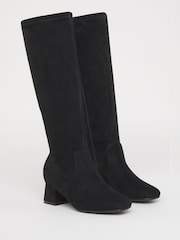 JD Williams Black Extra Wide Fit Low Block Heel Knee High Sock Boots In Curvy Calf - Image 3 of 4