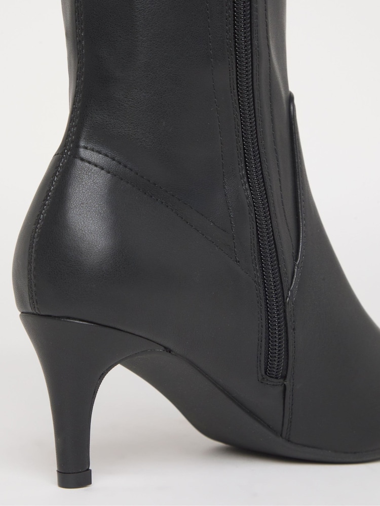 JD Williams Black Standard Fit Kitten Heel Knee High Sock Boots In Standard Calf - Image 4 of 4 JD Williams Black Standard Fit Kitten Heel Knee High Sock Boots In Standard Calf - Image 4 of 4