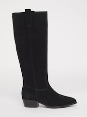 JD Williams Black Extra Wide Fit Knee High Real Suede Westen Boots In Curvy Calf - Image 2 of 4