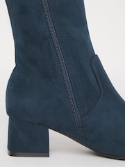 JD Williams Blue Standard Fit Low Block Heel Knee High Sock Boots In Standard Calf - Image 4 of 4