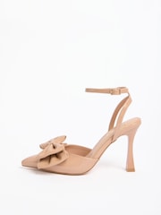 Lipsy Nude Wide Fit Bow Detail Two Part High Stiletto Heel Occasion Court Shoes - Image 5 of 5