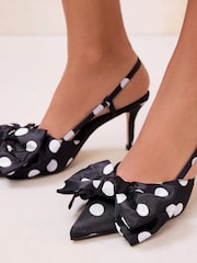 Lipsy Black Bow Detail Slingback Court Heels - Image 4 of 5