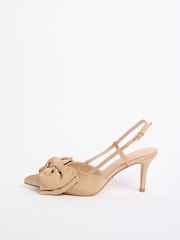 Lipsy Camel Standard Fit Bow Detail Slingback Mid Stiletto Court Heels - Image 6 of 6