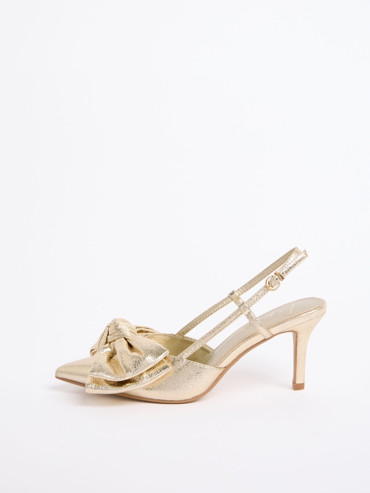 Lipsy Gold Bow Detail Slingback Court Heels - Image 5 of 5
