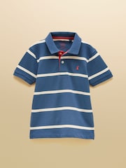 Joules Boys' Woody Ink Blue & White Striped Cotton Polo Shirt - Image 1 of 5