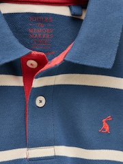 Joules Boys' Woody Ink Blue & White Striped Cotton Polo Shirt - Image 3 of 5