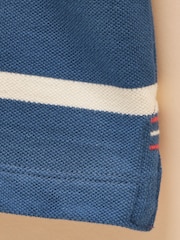 Joules Boys' Woody Ink Blue & White Striped Cotton Polo Shirt - Image 5 of 5