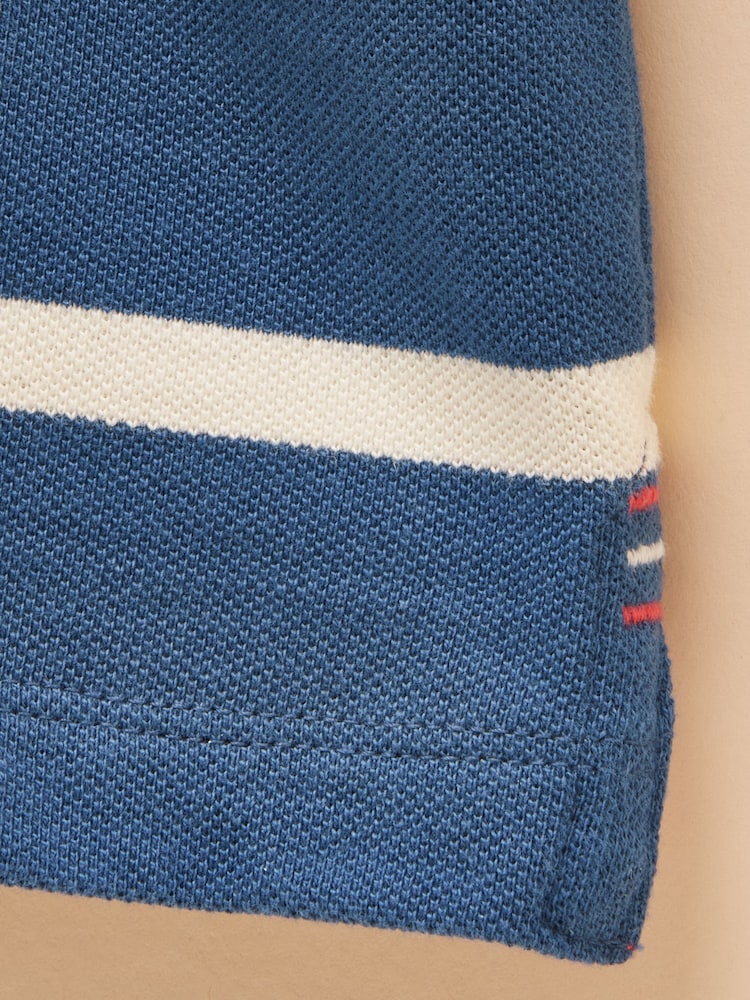 Joules Boys' Woody Ink Blue & White Striped Cotton Polo Shirt - Image 5 of 5 Joules Boys' Woody Ink Blue & White Striped Cotton Polo Shirt - Image 5 of 5