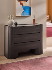 MADE.COM Dark Wood Effect 3 Drawer Kain Wide Chest - Image 1 of 2