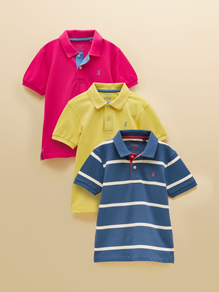 Joules Boys' Woody Pack Of Three Cotton Polo Shirt - 圖片 1/13