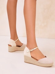 Lipsy Taupe Wide Fit Closed Toe Summer Espadrille Wedge Heels - Image 2 of 4