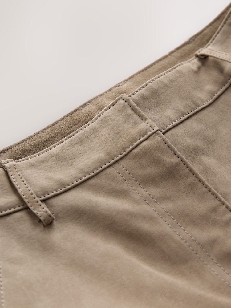 Nothing Ordinary Stone Slim Real Suede Leg Trousers - Image 9 of 9 Nothing Ordinary Stone Slim Real Suede Leg Trousers - Image 9 of 9