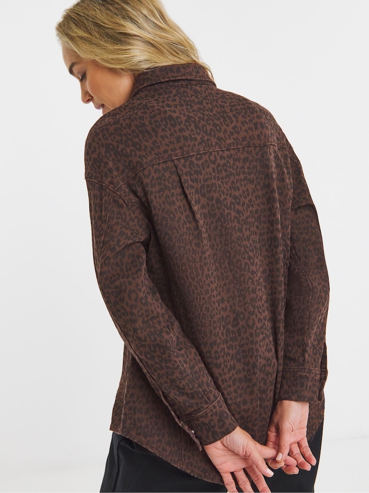 JD Williams Animal Print Denim Shacket - Image 2 of 4
