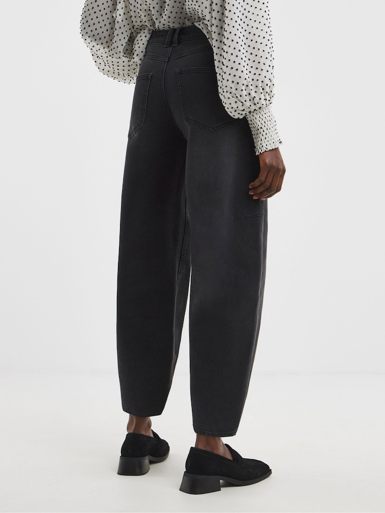 JD Williams Black Authentic Barrel Leg Jeans - Image 2 of 4