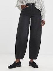 JD Williams Black Authentic Barrel Leg Jeans - Image 4 of 4