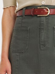 JD Williams Green Pocket Front Denim A-Line Midi Skirt - Image 4 of 4